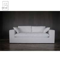 Antique French Style Living Room Upholstery With Linen Fabric Two Low Seats Sofa,Beds Sofa