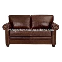 Antique furniture parts genuine leather two seater sofa