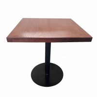 Vietnam Factory Solid Wood Top and Metal Base Square Restaurant Table