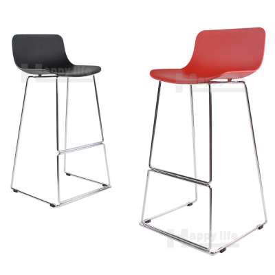 Modern plastic bar stool with steel leg