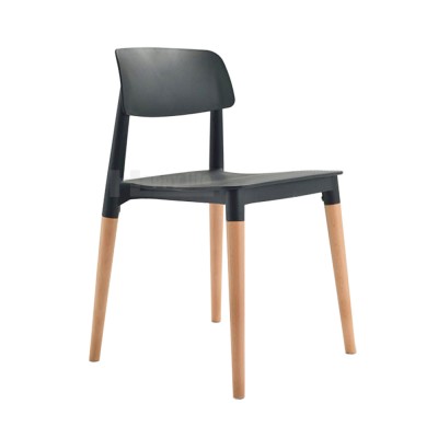 italian design plastic chair with beech wood leg